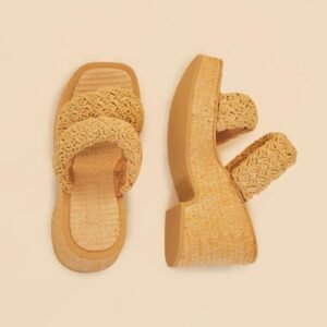 sandália plataforma puffer crochê