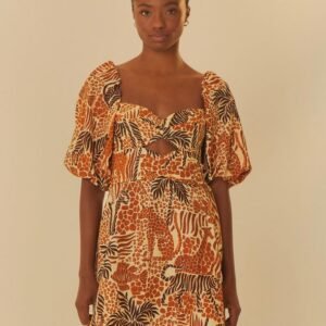 vestido curto estampado olhar da floresta