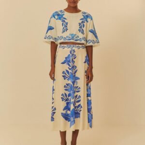 saia godê estampada leveza tropical