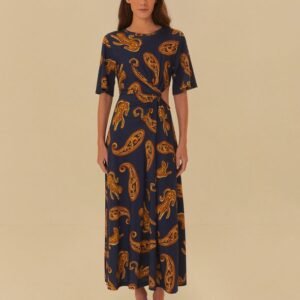 vestido cropped estampado onça de ouro