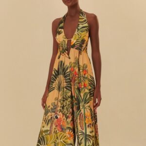 macacão estampado mata tropical