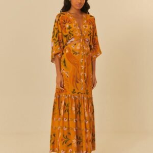 vestido longo estampado helena