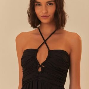 vestido franzido amarração