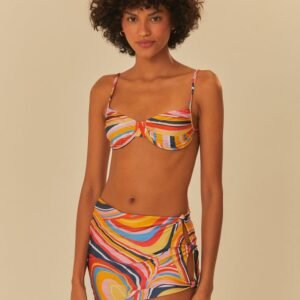 mini saia praia estampada onda colorida