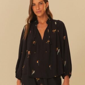 conjunto bata estampada na selva