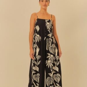 macacão pregas estampado tropical surreal