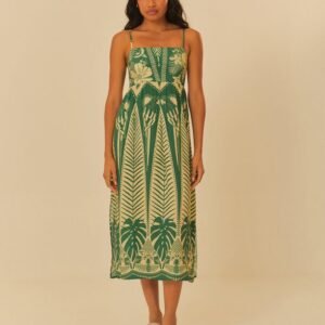 vestido cropped estampado noite das araras