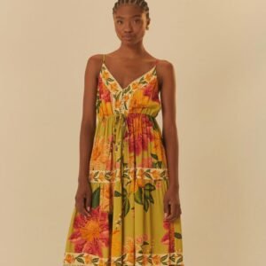 vestido longo estampado arara em flor