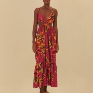 vestido cropped estampado bordando flor