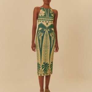 vestido midi estampado noite das araras